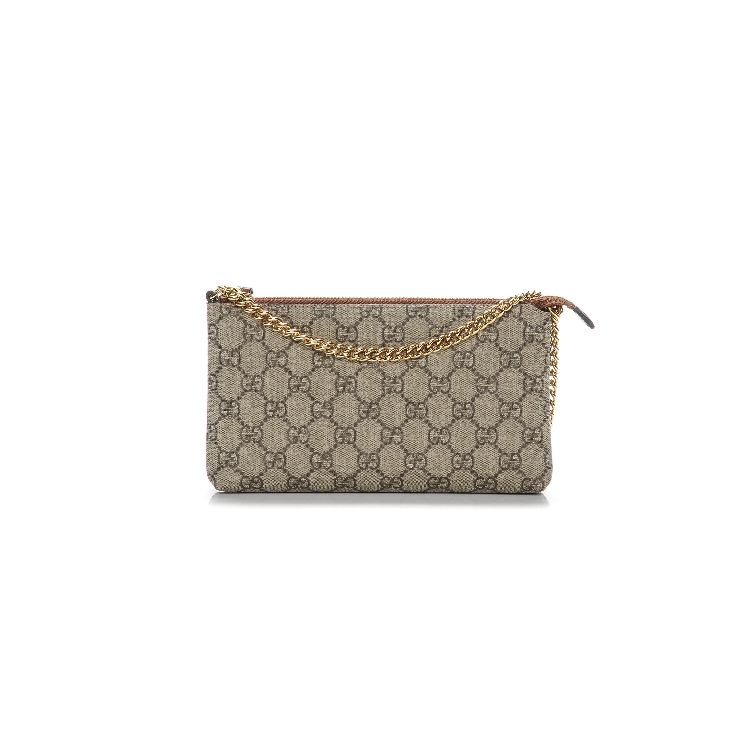 GUCCI GG SUPREME MONOGRAM WRIST WALLET BROWN 779791 (22.5*13*2.5cm)